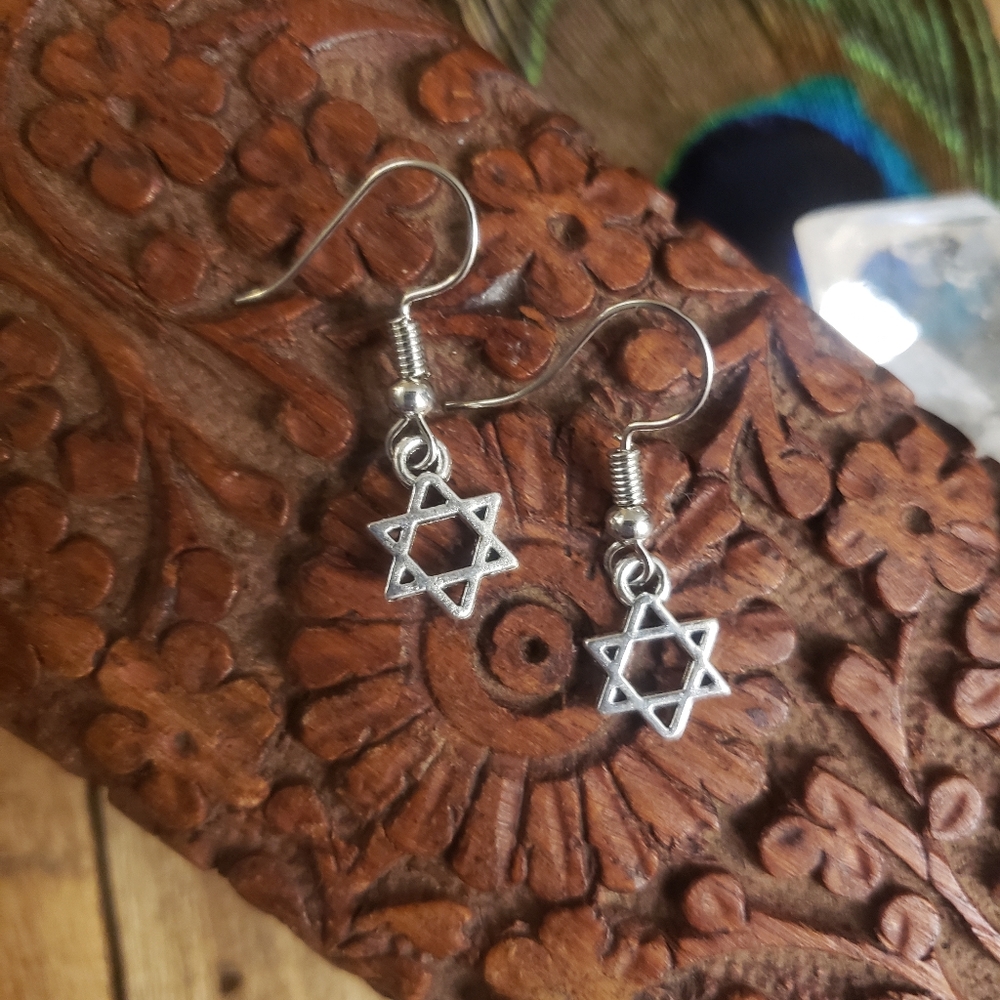 Dainty Silver STAR of David earrings Bat Mitzvah Gift Small Hanukkah earrings